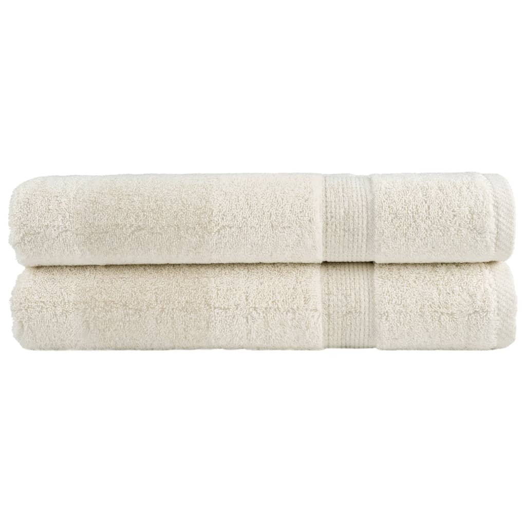 Premium-Saunatücher 2 Stk. Creme 80×200 600g/m² 100% Baumwolle