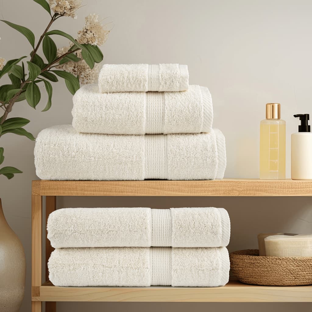 vidaXL håndklæder SOLUND 10 stk. Premium 100x200cm 600g/m2 cremefarvet