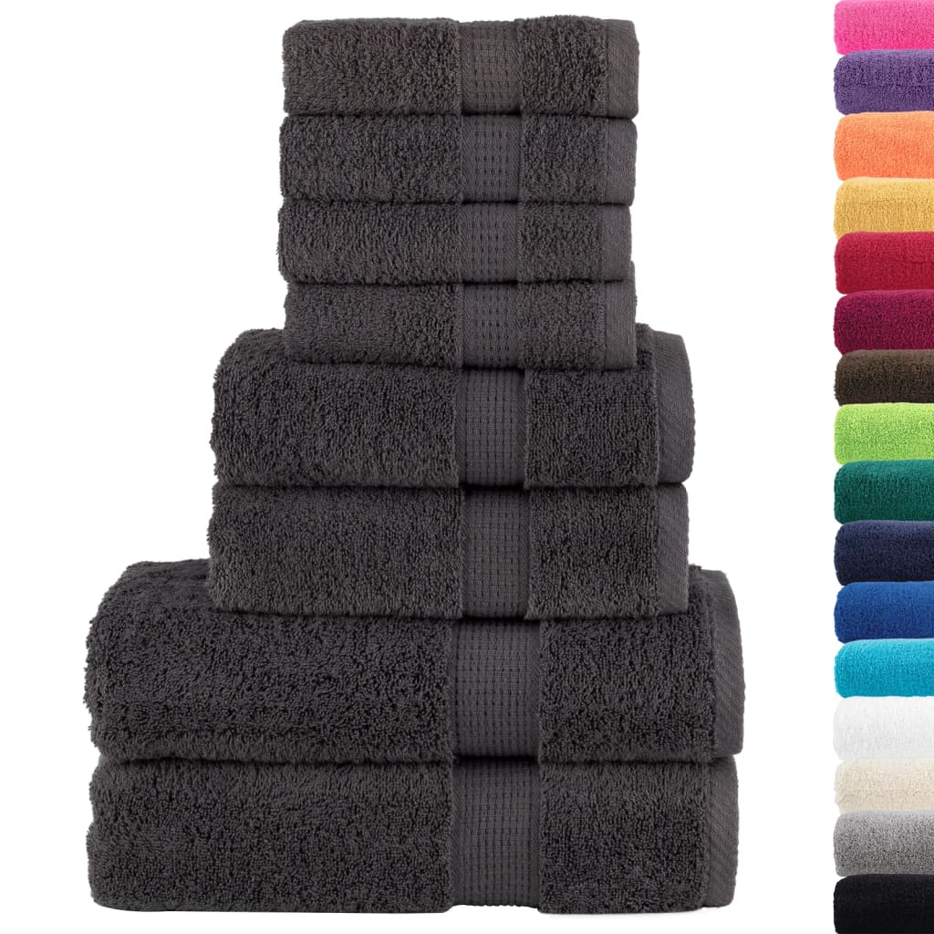 vidaXL 8-delige Handdoekenset SOLUND 600 g/m² antracietkleurig afbeelding