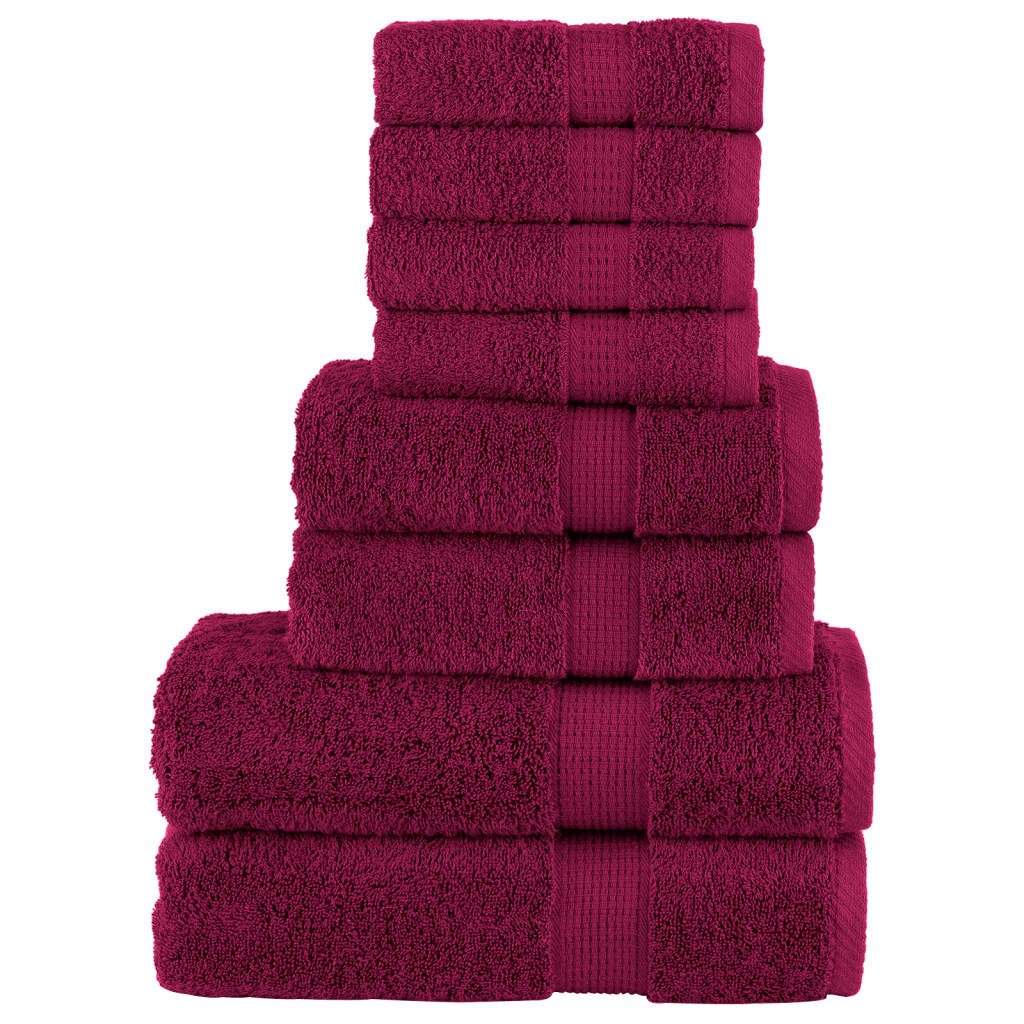 8 tlg. Premium-Handtuch-Set Bordeaux 600 g/m² 100% Baumwolle