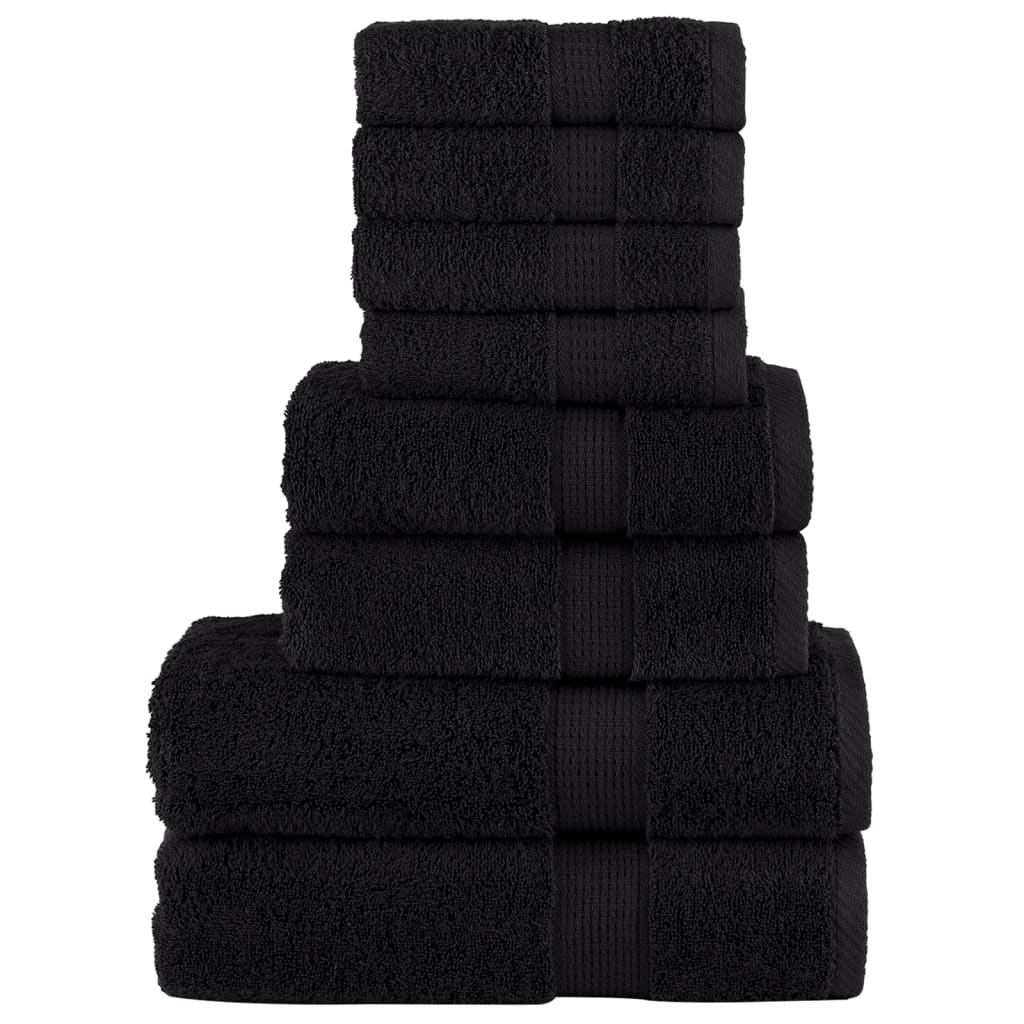 8 tlg. Premium-Handtuch-Set Schwarz 600 g/m² 100% Baumwolle