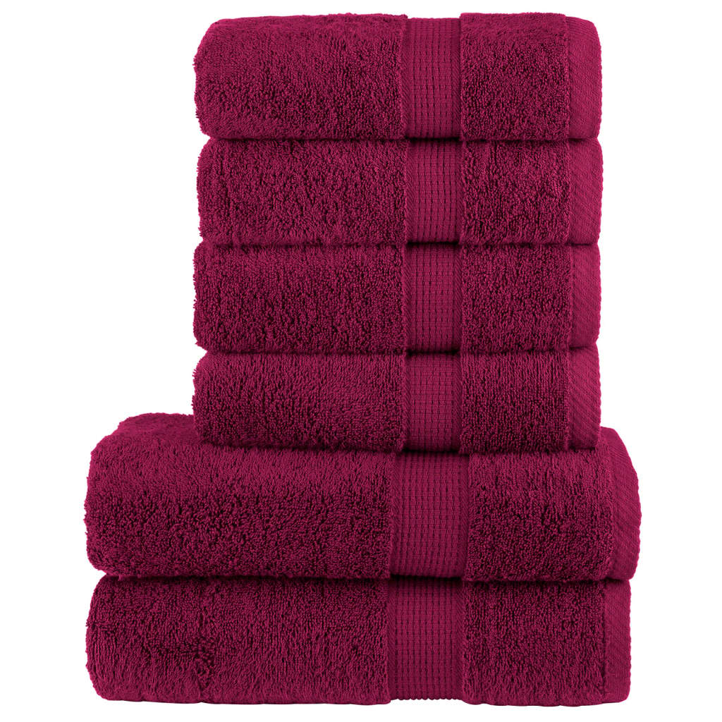 6 tlg. Premium-Handtuch-Set Bordeaux 600 g/m² 100% Baumwolle