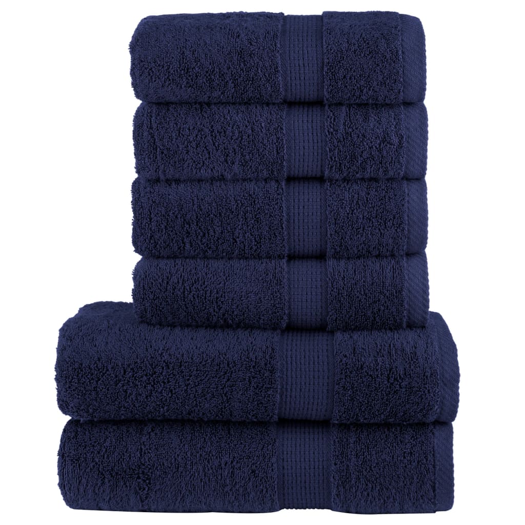 6 tlg. Premium-Handtuch-Set Marineblau 600 g/m² 100% Baumwolle