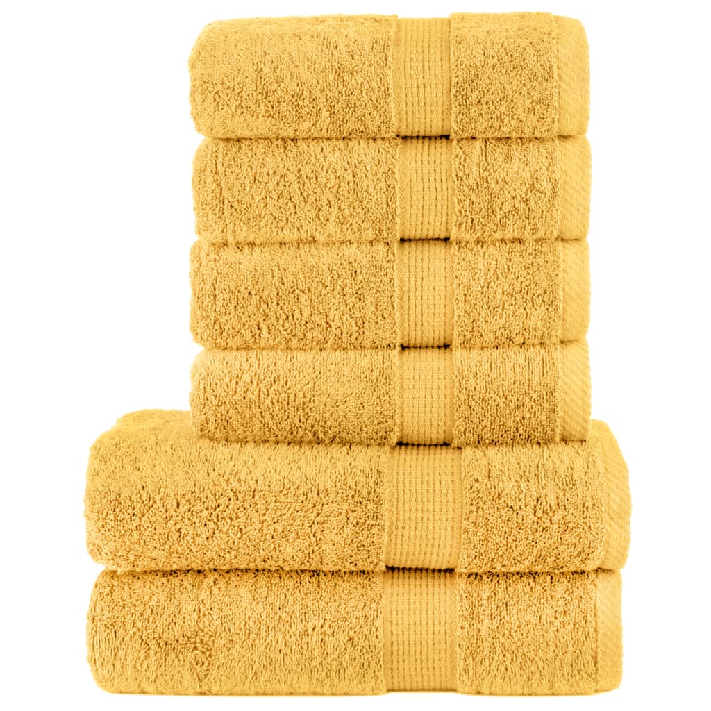 6 tlg. Premium-Handtuch-Set Golden 600 g/m² 100% Baumwolle