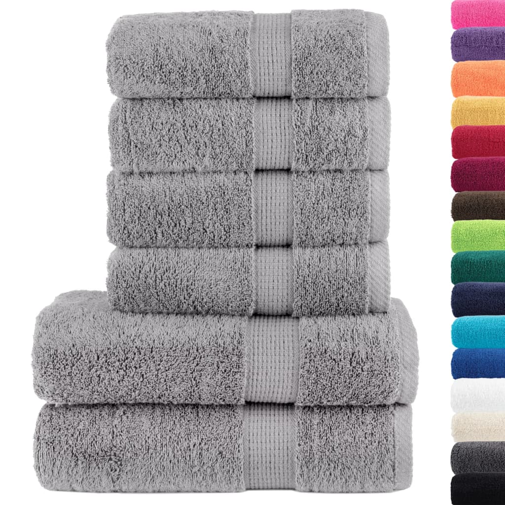 vidaXL 6-delige Handdoekenset SOLUND 600 g/m² grijs afbeelding