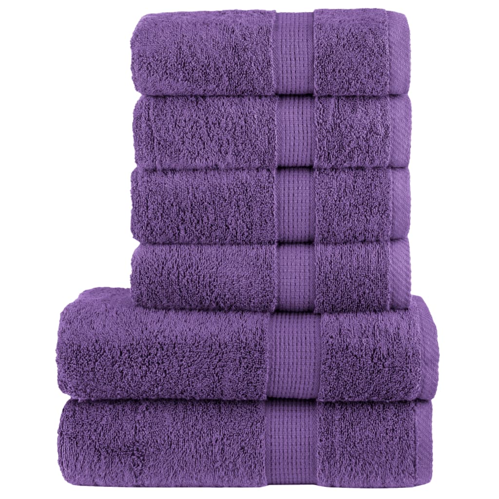 vidaXL Set de prosoape premium, 6 piese, violet, 600 g/m² 100% bumbac