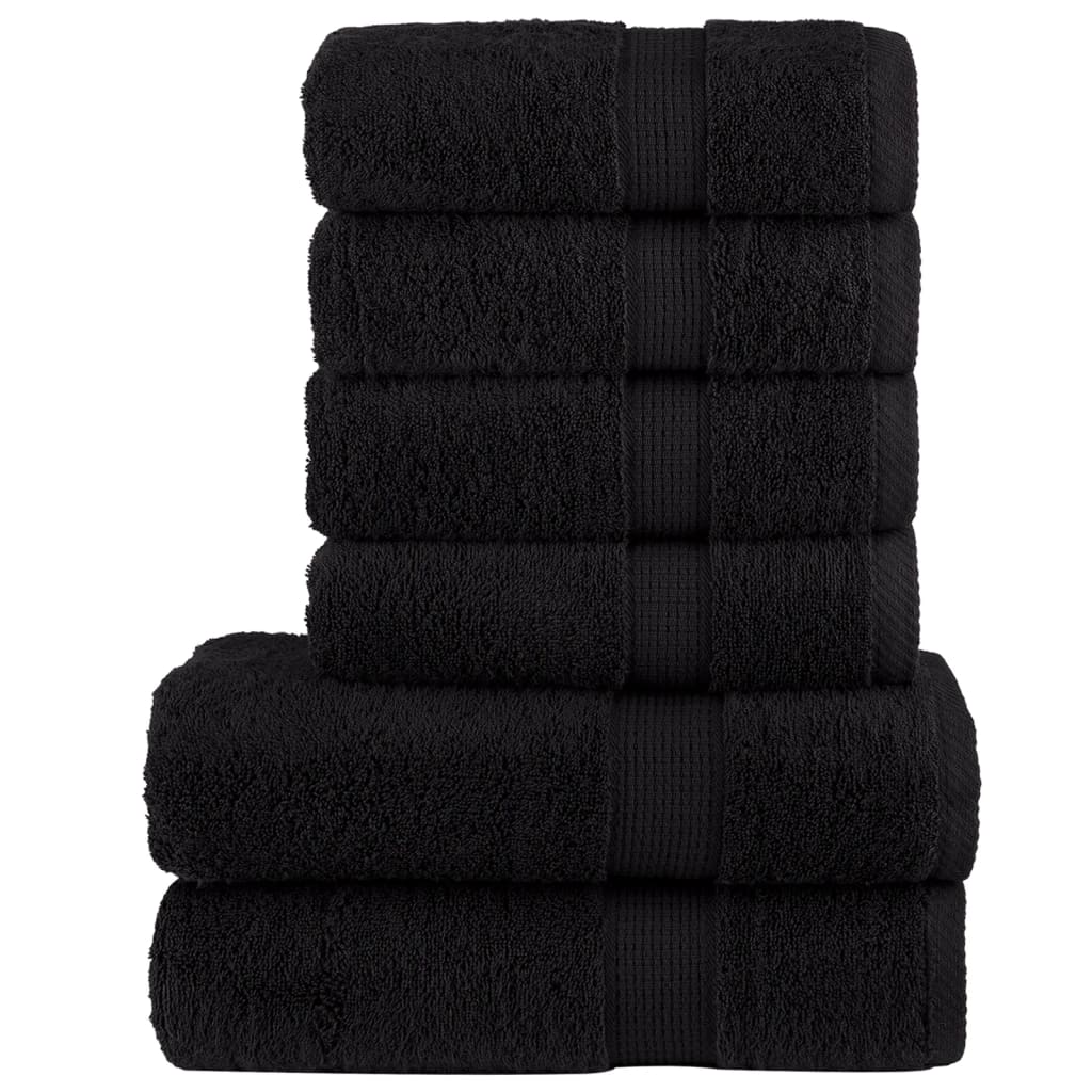 6 Piece Premium Towel Set Black 600 gsm 100 Cotton Suave Home Ireland