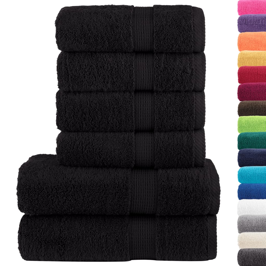vidaXL 6-delige Handdoekenset SOLUND 600 g/m² zwart afbeelding