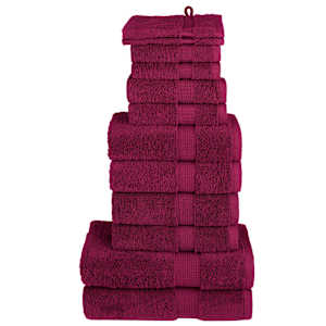 Komplet brisač iz bombaža 12-delni SOLUND bordo 600 gsm