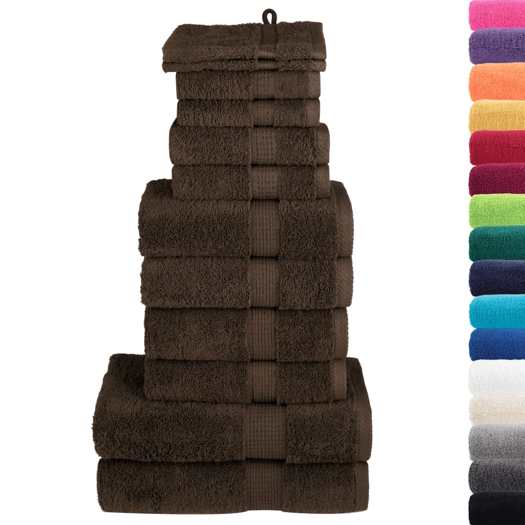 vidaXL 12-delige Handdoekenset SOLUND 600 g/m² bruin