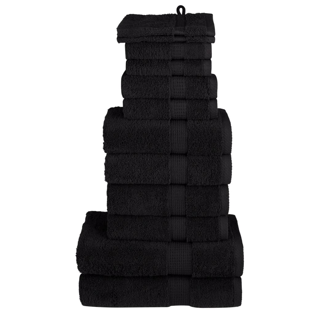 12 tlg. Premium-Handtuch-Set Schwarz 600 g/m² 100% Baumwolle