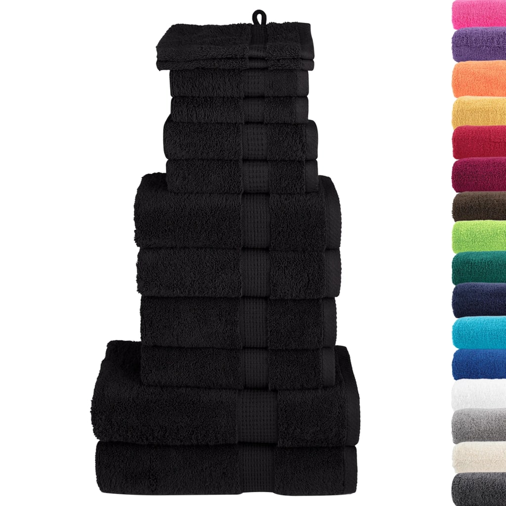 vidaXL 12-delige Handdoekenset SOLUND 600 g/m² zwart afbeelding