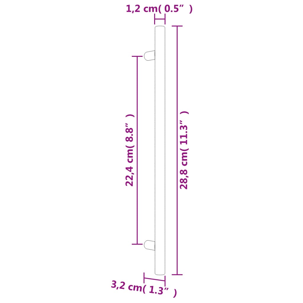 20 db aranyszínű rozsdamentes acél szekrényfogantyú 224 mm 