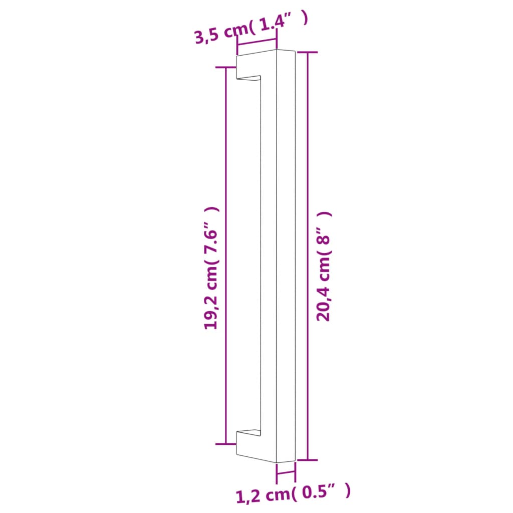 10 db ezüst rozsdamentes acél szekrényfogantyú 192 mm 