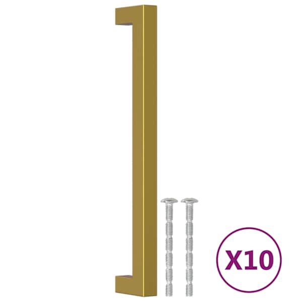 vidaXL kapi k&auml;epidemed 10 tk, kuldne, 192 mm, roostevaba teras