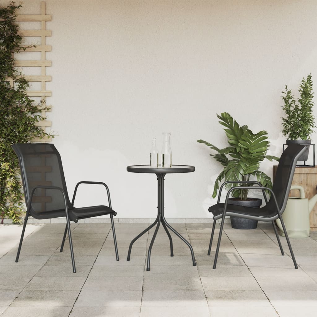 vidaXL Set mobilier de grădină, 3 piese, negru, oțel