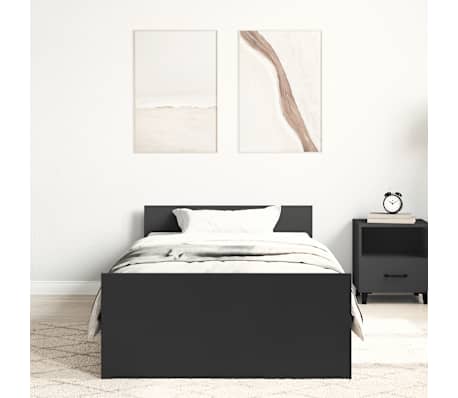 vidaXL Bettgestell Schwarz 90x200 cm Holzwerkstoff