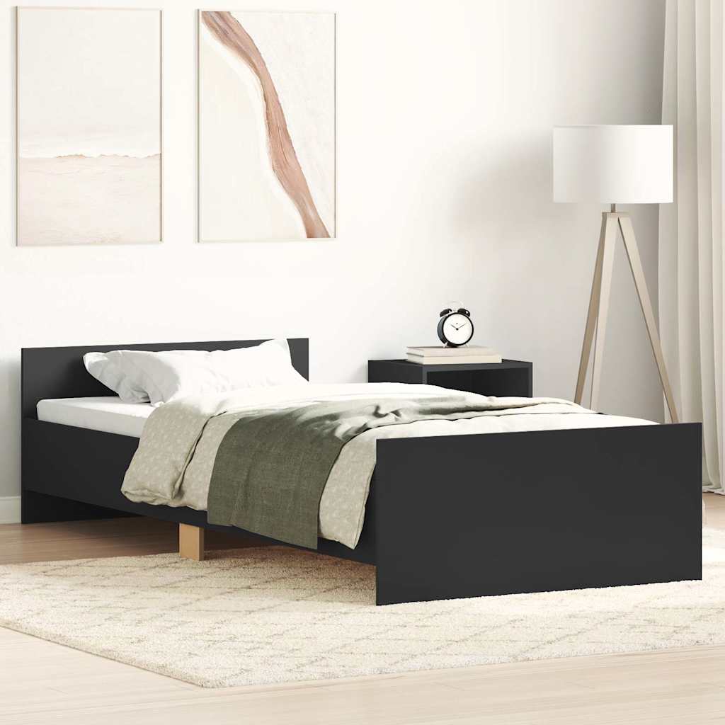 vidaXL Bettgestell Schwarz 90x200 cm Holzwerkstoff