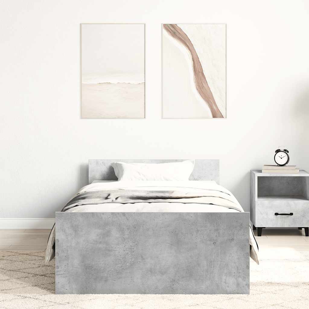 Thumbnail - vidaXL Bettgestell Betongrau 90x200 cm Holzwerkstoff
