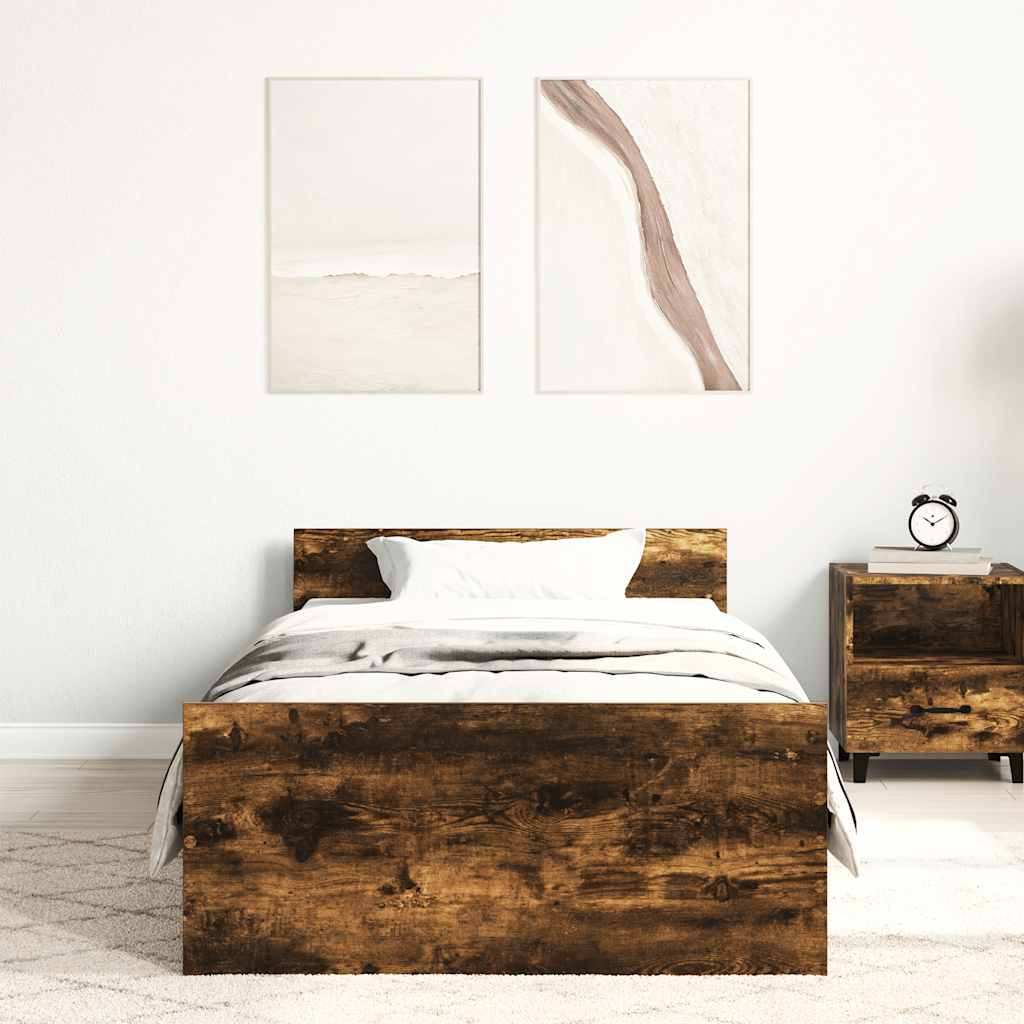 Thumbnail - vidaXL Bettgestell ohne Matratze Räuchereiche 90x200 cm Holzwerkstoff