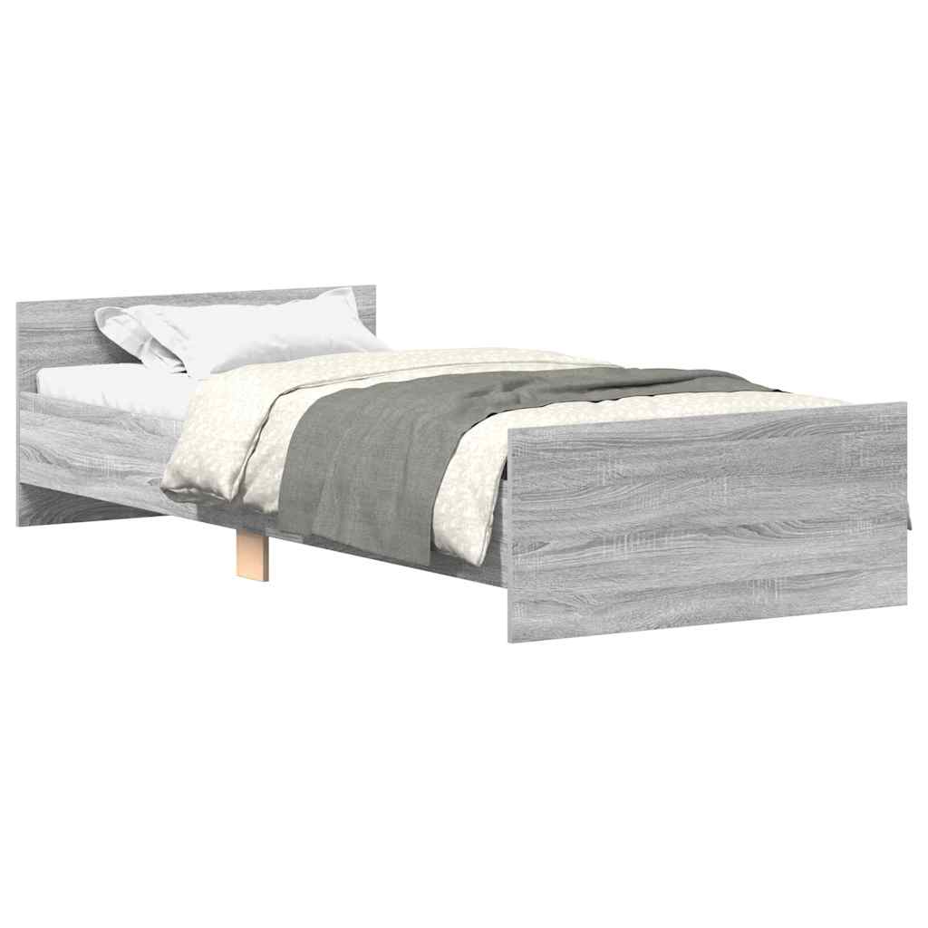 vidaXL Rám postele šedý sonoma 90 x 200 cm kompozitní dřevo