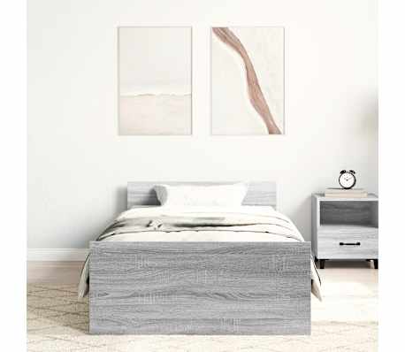 vidaXL Estrutura cama 90x200 cm derivados de madeira cinzento sonoma