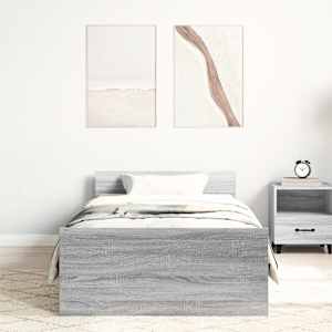 vidaXL Estrutura cama 90x200 cm derivados de madeira cinzento sonoma