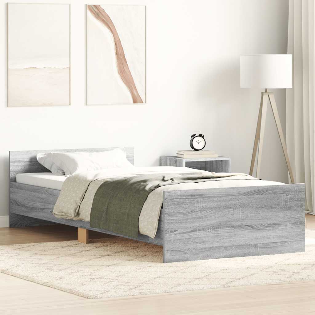 vidaXL Bettgestell Grau Sonoma 90x200 cm Holzwerkstoff