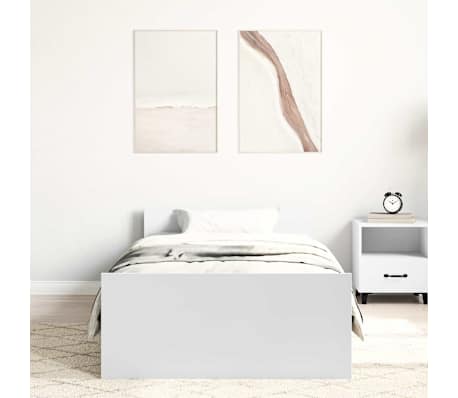 vidaXL Cadre de lit sans matelas blanc 100x200 cm bois d'ing&eacute;nierie