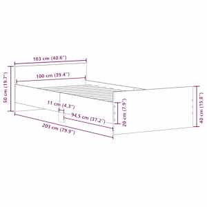 Rám postele bez matrace dub sonoma 100x200 cm kompozitní dřevo - obrázek 10