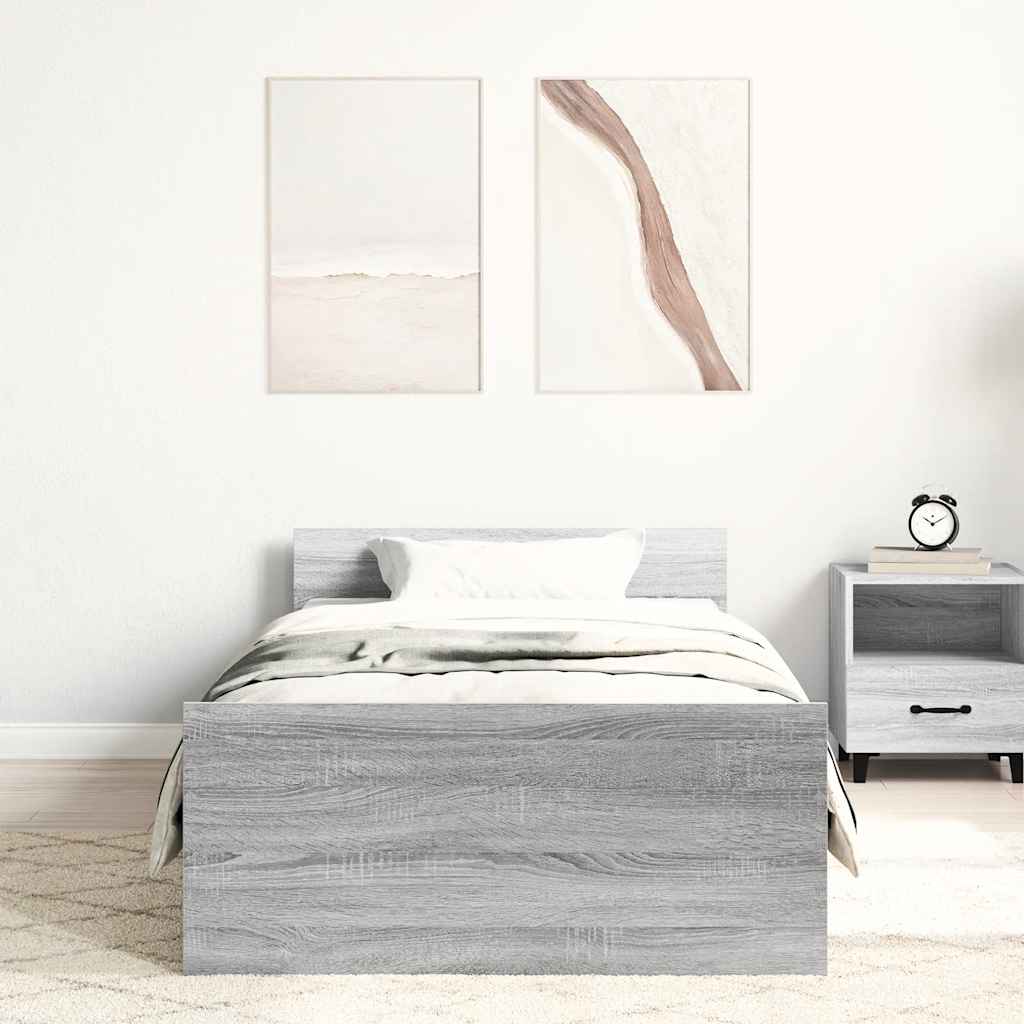 Thumbnail - vidaXL Bettgestell Grau Sonoma 100x200 cm Holzwerkstoff