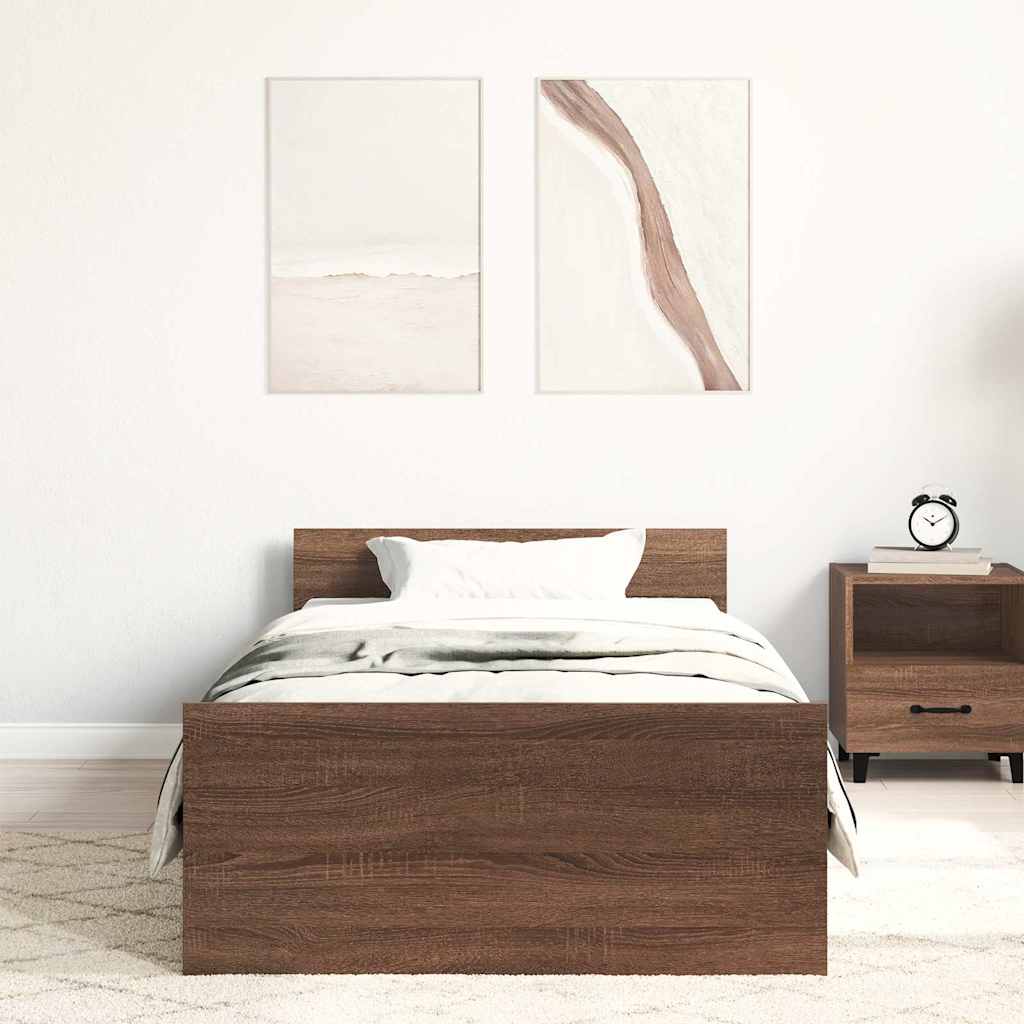 vidaXL Bedframe zonder matras bewerkt hout bruin eikenkleur 100x200 cm afbeelding
