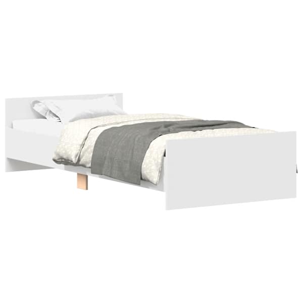 vidaXL voodiraam, valge, 90 x 190 cm, teras ja tehispuit