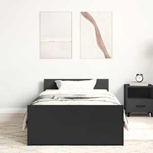 Rám postele černý 90 x 190 cm kompozitní dřevo - obrázek 3