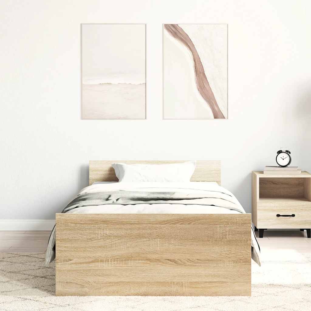 vidaXL Bedframe zonder matras hout sonoma eikenkleurig 90x190 cm afbeelding