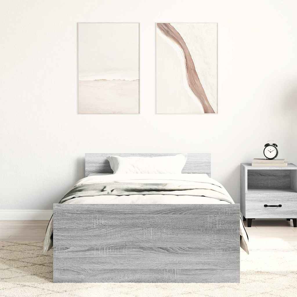 vidaXL Bedframe bewerkt hout grijs sonoma eikenkleurig 90x190 cm afbeelding