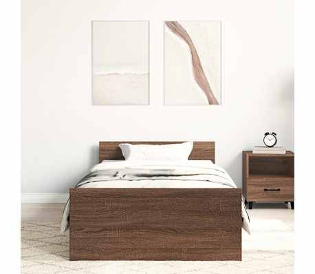 vidaXL Bedframe zonder matras bewerkt hout bruin eikenkleur 90x190 cm