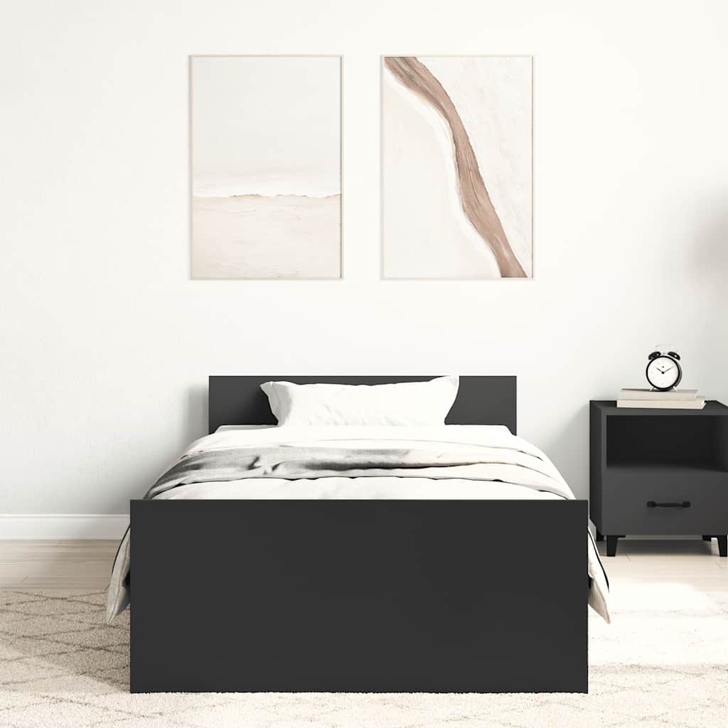 Thumbnail - vidaXL Bettgestell Schwarz 75x190 cm Holzwerkstoff