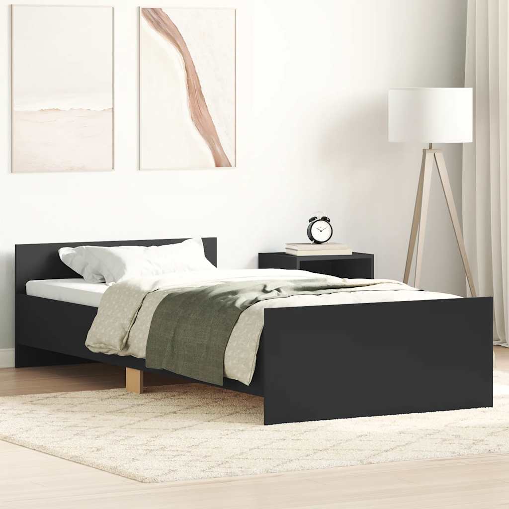 vidaXL Bettgestell Schwarz 75x190 cm Holzwerkstoff