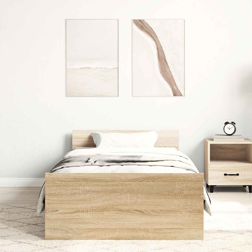 vidaXL Bedframe zonder matras hout sonoma eikenkleurig 75x190 cm afbeelding