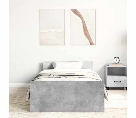 vidaXL Cadre de lit sans matelas gris b&eacute;ton 75x190 cm