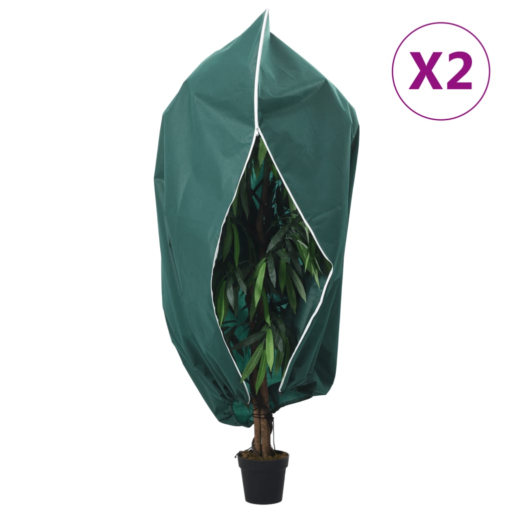 vidaXL Protecție de fleece plante cu fermoar 2 buc 70 g/m² 1,55x1,55 m