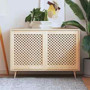 Vrata za omarico z mrežico 2 kosa 59,5x69 cm trdna borovina