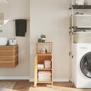 Kopalniška omarica s polico 36x33x87 cm bambus