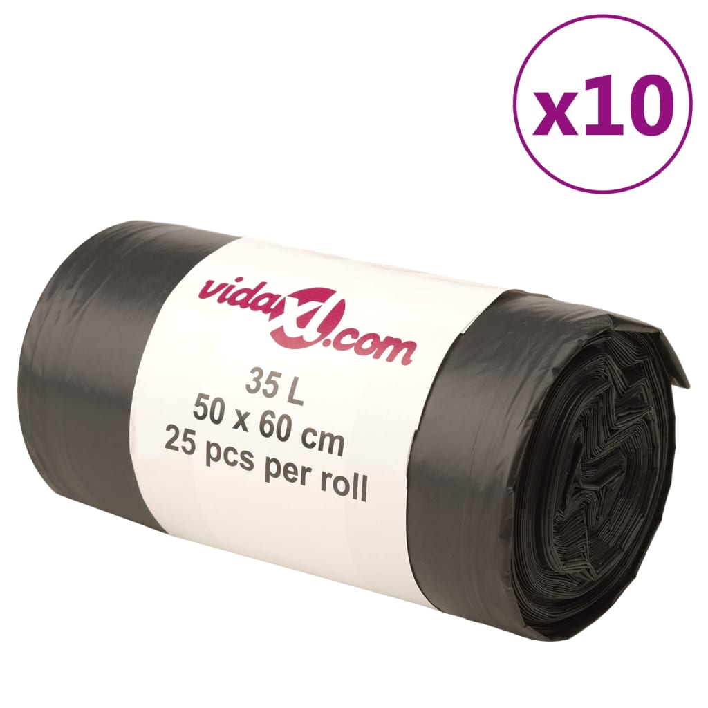 6: vidaXL affaldsposer 250 stk. 35 l sort