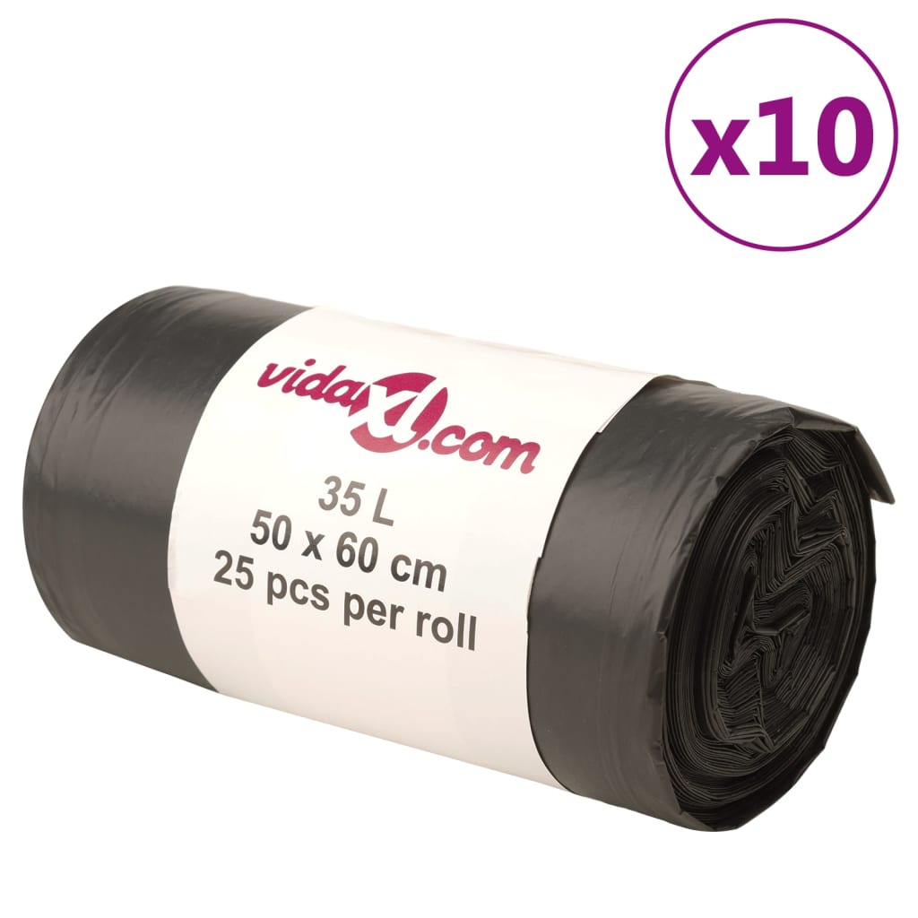 vidaXL Pytle na odpadky 250 ks černé 35 l