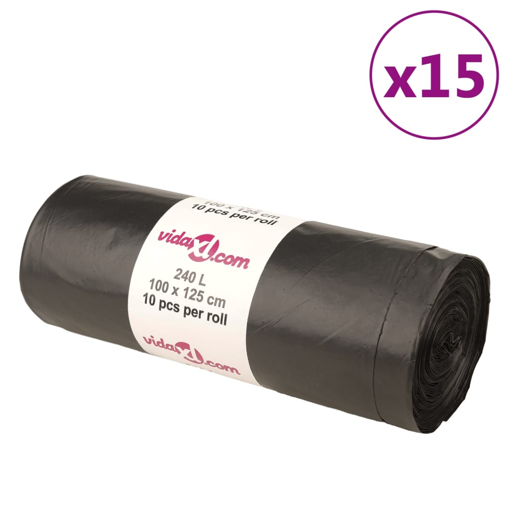vidaXL Pytle na odpadky 150 ks černé 240 l