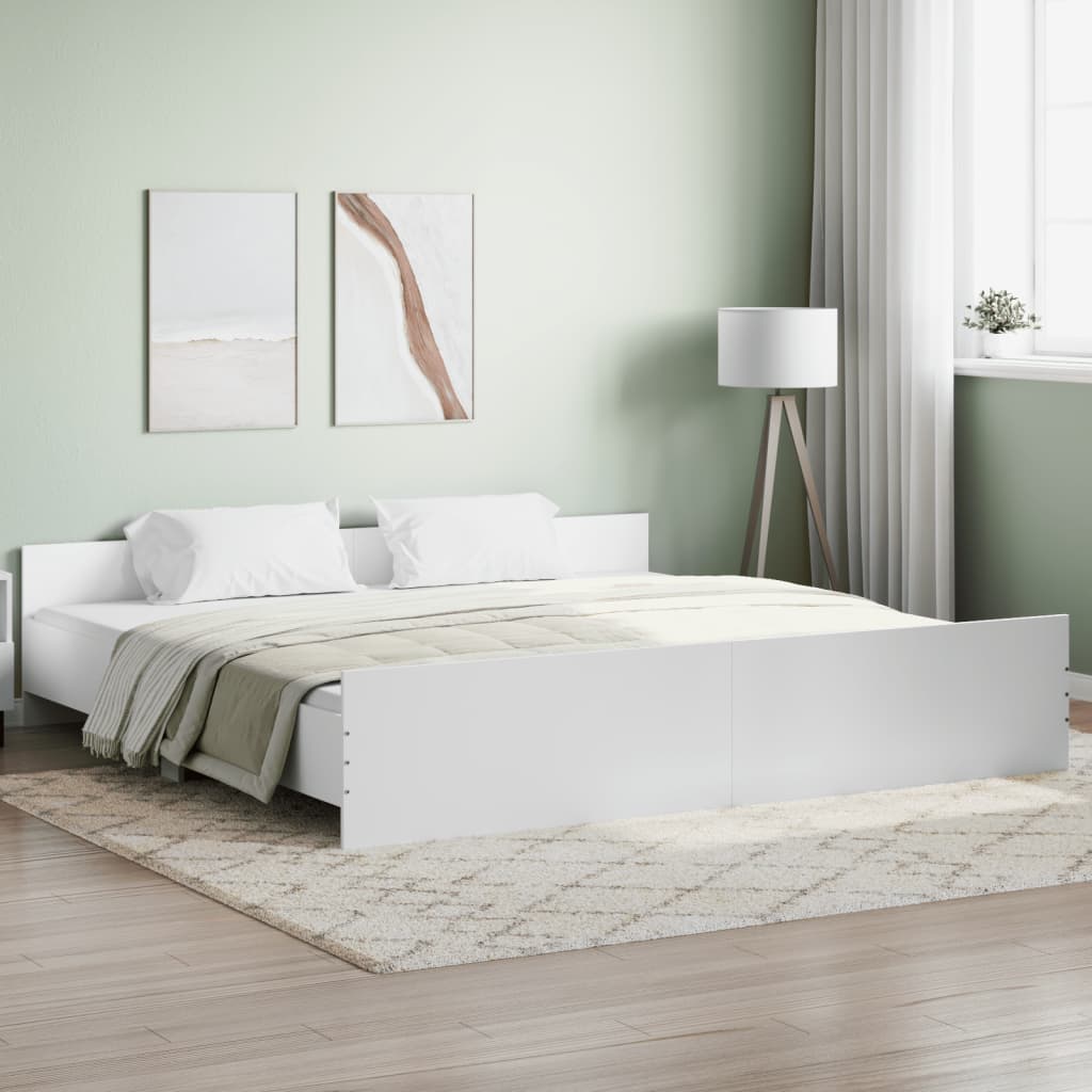 vidaXL Cadru de pat cu tăblie de cap și picioare, alb, 200x200 cm