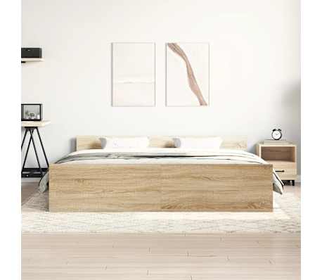 vidaXL Okvir kreveta s uzglavljem i podnožjem boja hrasta 200x200 cm