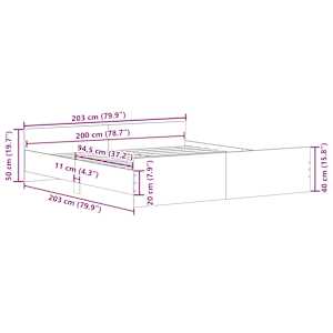 Rám postele s hlavovým a nožním čelem šedý sonoma 200 x 200 cm - obrázek 10